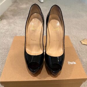 Christian Louboutin Black Patent lady Peep-Toe Pumps